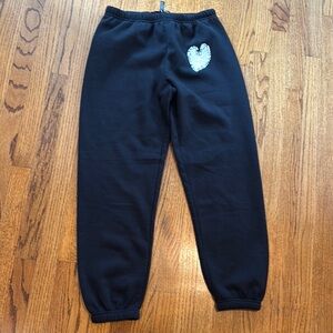 AQUA + Kerri Rosenthal Black Heart Patch Sweatpants Bloomingdale’s Exclusive